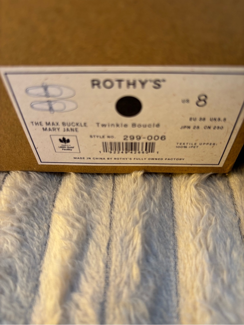 Rothy's Black Textured Mary Jane Flats with Eyelet Strap Twinkle Boucle - Picture 6 of 6